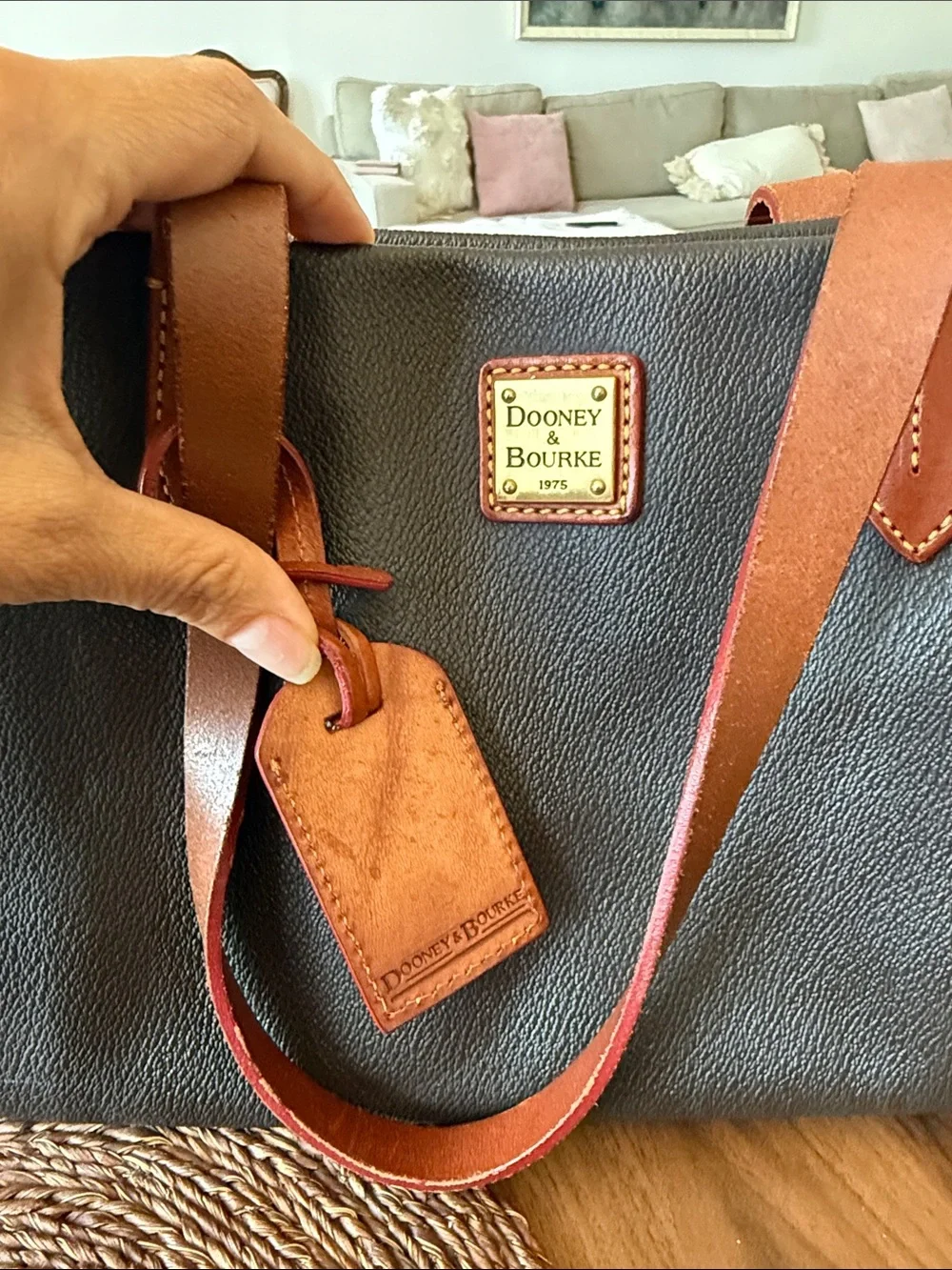 Dooney & Bourke Dark Brown with Leather-Trim Medium Tote Bag - Picture 2 of 7